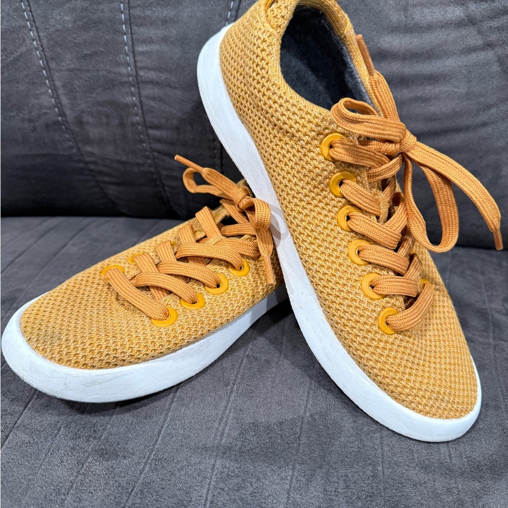 Allbirds Mustard Knit Sneakers with White Soles